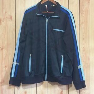 Vintage Moressey Y2K Navy Zip Up Jacket Mens Size XL Retro 90s Skater Rave